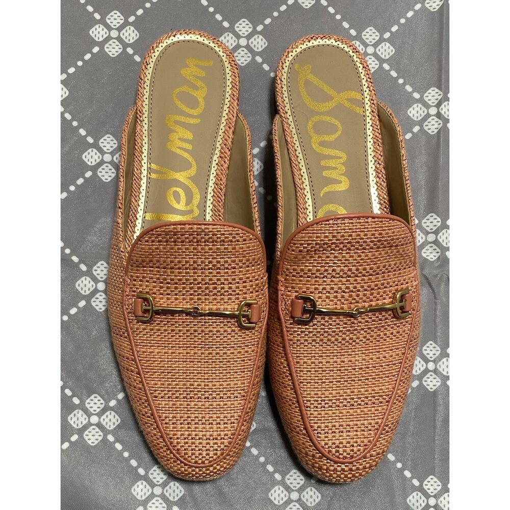 Sam Edelman Linnie Women Bit Mules Loafer Sz 8.5 Stucco Pink Equestrian Salmon